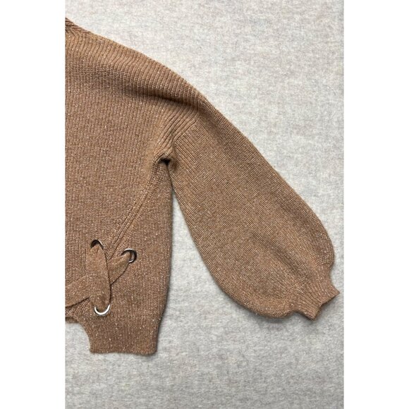 Kerisma Brown Balloon Sleeve Knit Angola Blend Sweater Size Medium/Large - Picture 4 of 9